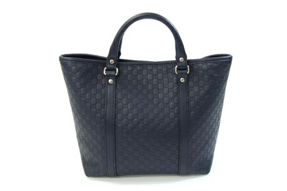 Gucci Handbag GG Blue ssima Tote Navy Leather